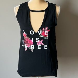 Express Love Is Free sleeveless top with lace back